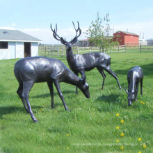 Outdoor Gartendekoration Metall Handwerk Lebensgröße Bronze Hirsch Statuen